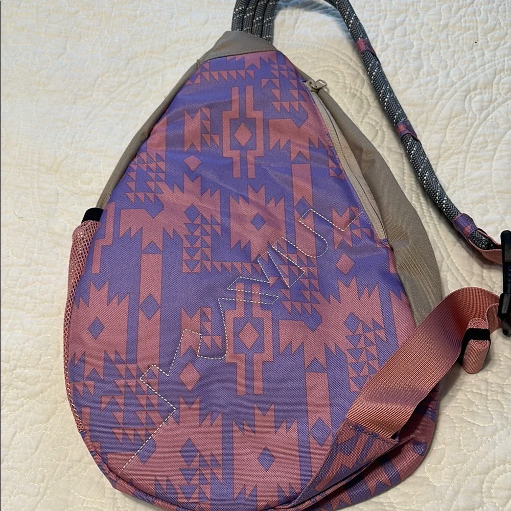 Kavu Pink and Taupe Sling Backpack